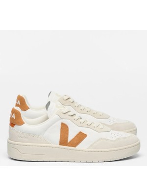 Veja Beyaz - Turuncu Kadın Sneaker V-90 Leather