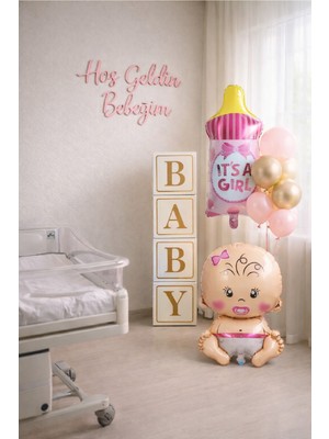 Bkmc Yeni Doğan Karşılama Baby Shower Hastane Oda Süsleme Kız Bebek Balon Demeti Süsleme Seti
