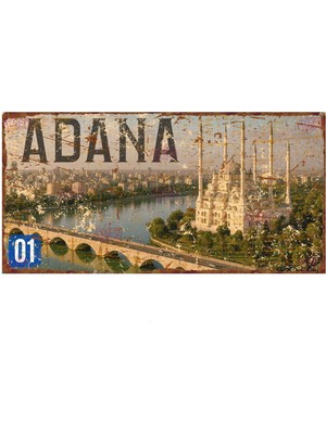 AYNED Print Adana Şehir Temalı Dekoratif Alüminyum Metal Tabela 01 Plaka Tasarım