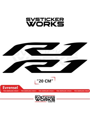 Sv Sticker Works Yamaha R1 Uyumlu Yazı Sticker – Yüksek Kalite Özel Kesim Folyo (2'li Set)