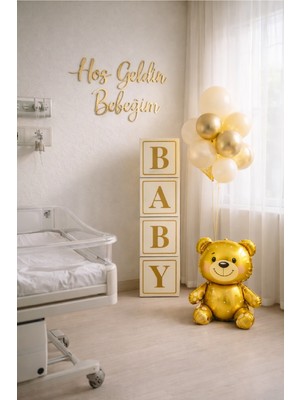 Yeni Doğan Karşılama Baby Shower Hastane Oda Süsleme Ayıcıklı Bebek Balon Demeti Süsleme Seti
