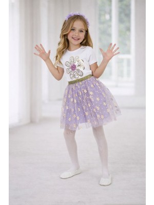Dıgıl Kids Kız Çocuk Yıldız Desenli T-Shirt Etek Takım