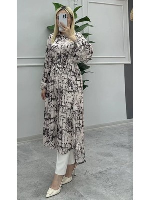 Camelya Fashion Saten Vizon Tesettür Tunik