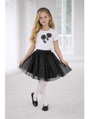 Dıgıl Kids Kız Çocuk Çiçek Desenli T-Shirt Etek Takım