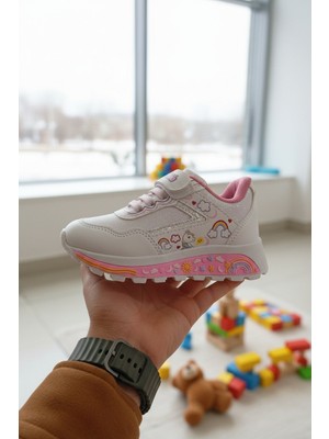 Enoch Kız Çocuk Işıltılı Gökkuşağı Detaylı Cırt Cırtlı Günlük Spor Ayakkabı