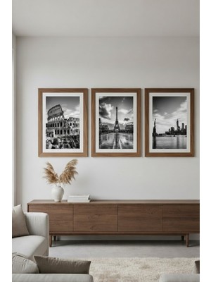 Safir Design Roma Eyfel ve New York Modern Çerçeveli Tablo Seti