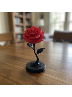 Riva Self Estetik Gül Tasarım Dekoratif Kırmızı Siyah Masaüstü Obje