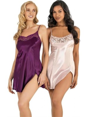 Aria's Closet Arias Closet Mor Kısa Saten Gecelik 8217