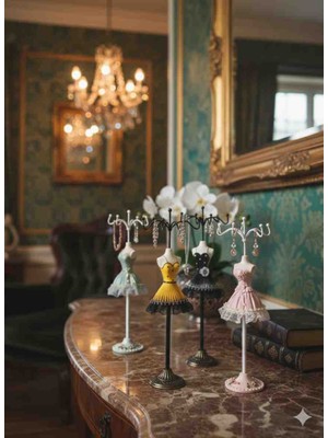 Mik Store Dekoratif Manken Takı Askısı - Küpe Kolye ve Yüzük Için Lüks Vintage Stand Biblo