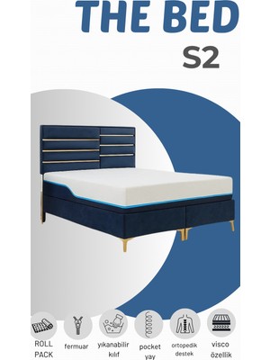 Meg'a Bedding Bed S2 Torba Paket Yaylı Yatak Fermuarlı Yatak Yıkanabilir Kılıflı Yatak Ortopedik Yatak Visco Yatak Antibakteriyel Yatak