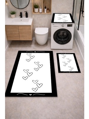 Get Carpet 3’lü Banyo Paspas Takımı – Banyo Paspas Takımı Ve Çamaşır Makine Örtüsü Matı Dijital Baskılı, Yıkanabilir, Klozet ve Makine Önü Set