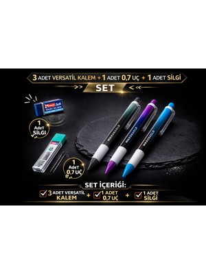 W-Design 3 Adet 0.7 Versatil Kalem + 1 Adet 0,7 Uç + 1 Adet Silgi 5 Lı Set
