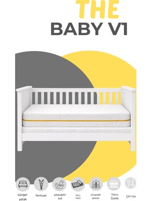 Meg'a Bedding Baby V1 Ortopedik Yatak Visco Sünger Yatak Antibakteriyel Yatak Yıkanabilir Kılıflı Bebek Yatağı