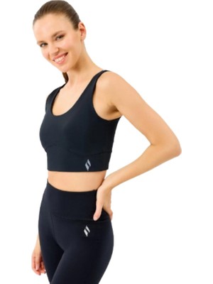 Skechers W U Neck Bra S2520006-3817 Siyah Sporcu Sütyeni