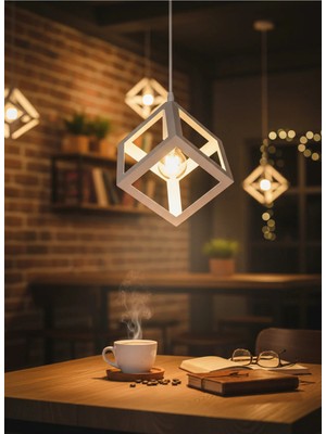Decodelight Metal Ferforje E27 Duylu Tekli 20X20 cm Küp Sarkıt Avize Hol Oda Aydınlatma