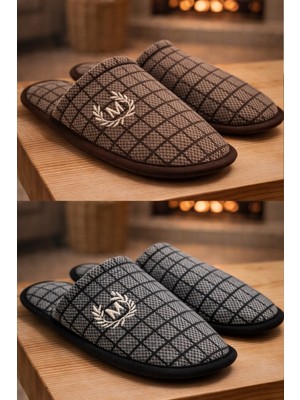 ModaFrato 2'li Paket Motif Erkek Terlik Ev Terliği
