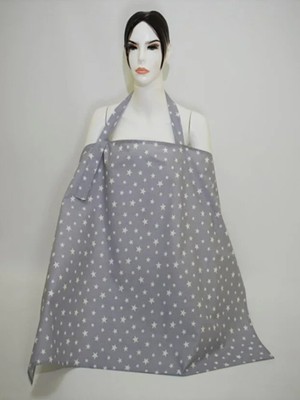 Mc.Pierobaby Emzirme Örtüsü %100 Coton Gri Yıldız Desenli