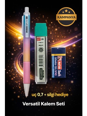 W-Design 1 Adet 0.7 Versatil Kalem + 1 Adet 0,7 Uç + 1 Adet Silgi 3 Lü Set