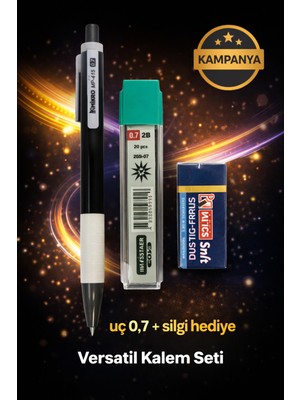 W-Design 1 Adet 0.7 Versatil Kalem + 1 Adet 0,7 Uç + 1 Adet Silgi 3 Lü Set