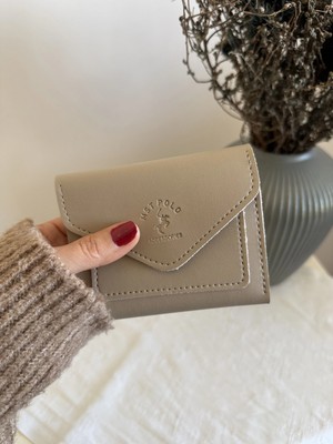 SAVEK Colombia Vegan Deri Bozuk Para Gözlü Bol Kartlıklı Mini Bej Kadın Cüzdanı