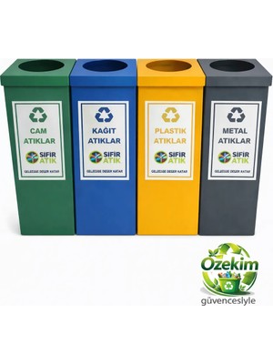 Özekim Geri Dönüşüm Sıfır Atık Kutusu 4'lü Set Kargo Dahil