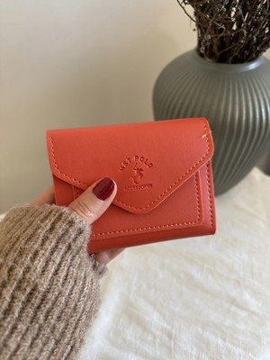 SAVEK Colombia Vegan Deri Bozuk Para Gözlü Bol Kartlıklı Mini Turuncu Kadın Cüzdanı