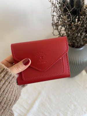 SAVEK Colombia Vegan Deri Bozuk Para Gözlü Bol Kartlıklı Mini Kırmızı Kadın Cüzdanı