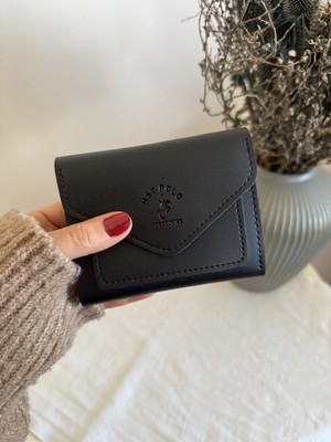 SAVEK Colombia Vegan Deri Bozuk Para Gözlü Bol Kartlıklı Mini Siyah Kadın Cüzdanı