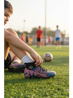 Enoch Erkek Çocuk Bilek Destekli Grafik Desenli Çivili Futbol Kramponu