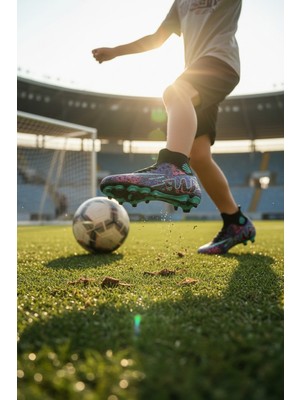 Enoch Erkek Çocuk Bilek Destekli Grafik Desenli Çivili Futbol Kramponu