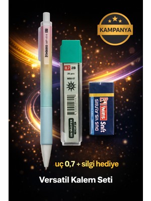 W-Design 1 Adet 0.7 Versatil Kalem + 1 Adet 0,7 Uç + 1 Adet Silgi 3 Lü Set
