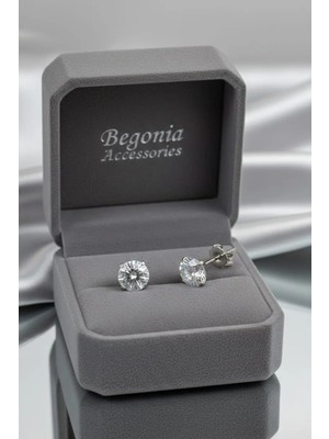 Begonia Accessories 925 Ayar Gümüş Yuvarlak Zirkon Taşlı 7mm Minimal Küpe – Unisex Tek Taş Gümüş Küpe, Parlak Taşlı, Zarif & Şık Tasarım, Günlük ve Özel Gün Kullanımına Uygun