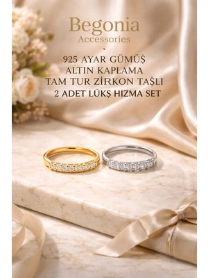 Begonia Accessories 925 Ayar Gümüş - Altın Kaplama Tam Tur Minimal Zirkon Taşlı 2 Adet Hızma Set. Unisex Tragus Küpe Olarak Kullanıma Uygun Ürün