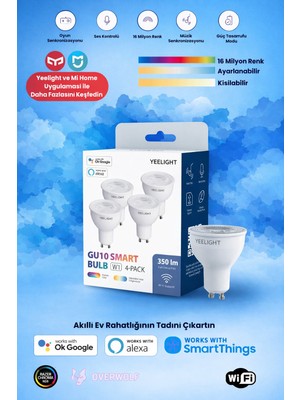 Yeelight W1 LED Akıllı Ampul GU10 (Renkli) (4'lü) (Distribütör Garantili)