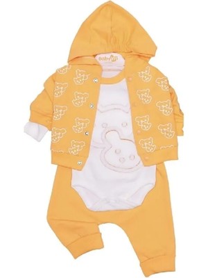 Efemkids 0/9 Ay Ay Unisex Pamuklu Bebek Takım Ayı Desenli Yenidoğan Bebek Takım