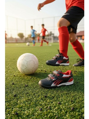 Enoch Erkek Çocuk Çift Cırtlı Desenli Halı Saha Ayakkabısı