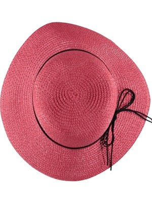 Bipamuk Premium Kadın Fötr Hasır Şapkayazlık Plaj Şapkası Ribbon Tasarım