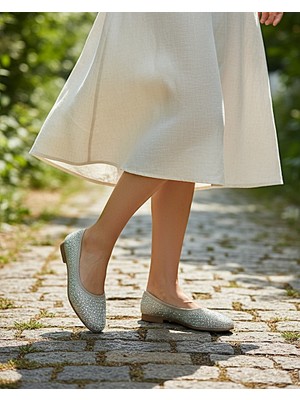 KAFKASLAR AYAKKABI Taşlı Günlük Ev Dışarı Kaymaz Taban Babet Ayakkabı