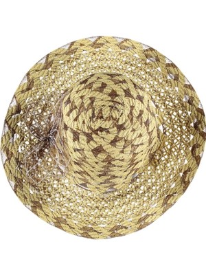 Bipamuk Kadın Hasır Fötr Şapka Çiçek Detaylı Geniş Kenarlı Yazlık Plaj Şapkası Terra Model