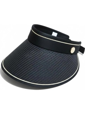 Gullfoss Siyah Hasır Desenli Siperlik Ayarlanabilir Vizör Şapka