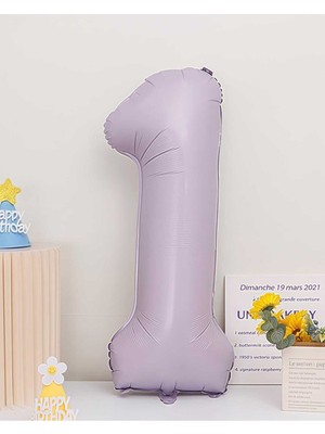 Lila Retro 40 Inç Rakam Folyo Balon – Büyük Boy Metalik Yaş Balonu (0-3 Seçenekli)