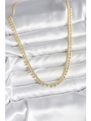 Fantastik Store Pirinç Gold Renk Sıralı Topçuk Model Kadın Kolye - Lisinya