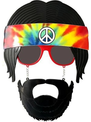 Fantastik Store Siyah Saçlı Bandana Tasarımlı Hippi Parti Gözlüğü 26X18 cm - Lisinya