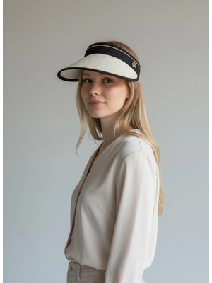 Gullfoss Bej Hasır Desenli Siperlik Ayarlanabilir Vizör Şapka