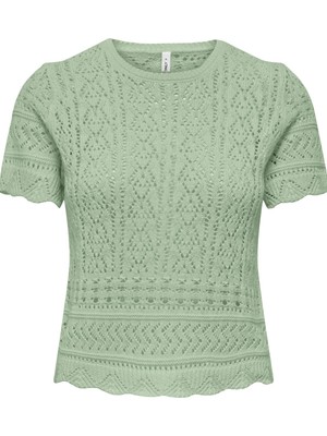 Only Onlelke Kadın Triko Bluz Kısa Kollu Bisiklet Yaka