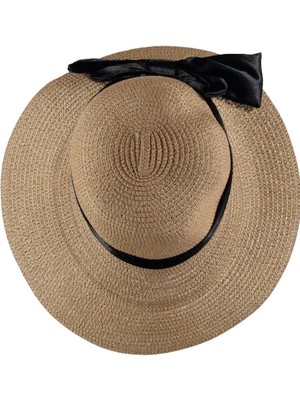 Bipamuk Kadın Hasır Fötr Şapka Fiyonklu Yazlık Plaj Şapka Elegance Tasarım