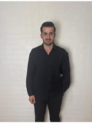 Belirtilmemiş Erkek Müslin Keten Uzun Kollu Gömlek