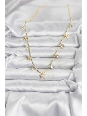 Fantastik Store Pirinç Gold Renk Yıldız Model Kadın Kolye - Lisinya