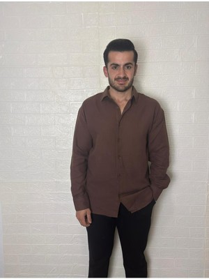 Belirtilmemiş Erkek Müslin Keten Uzun Kollu Gömlek