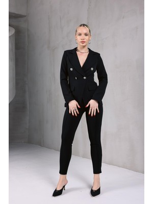 ME & ME Düğme Detaylı Siyah Blazer Ceket